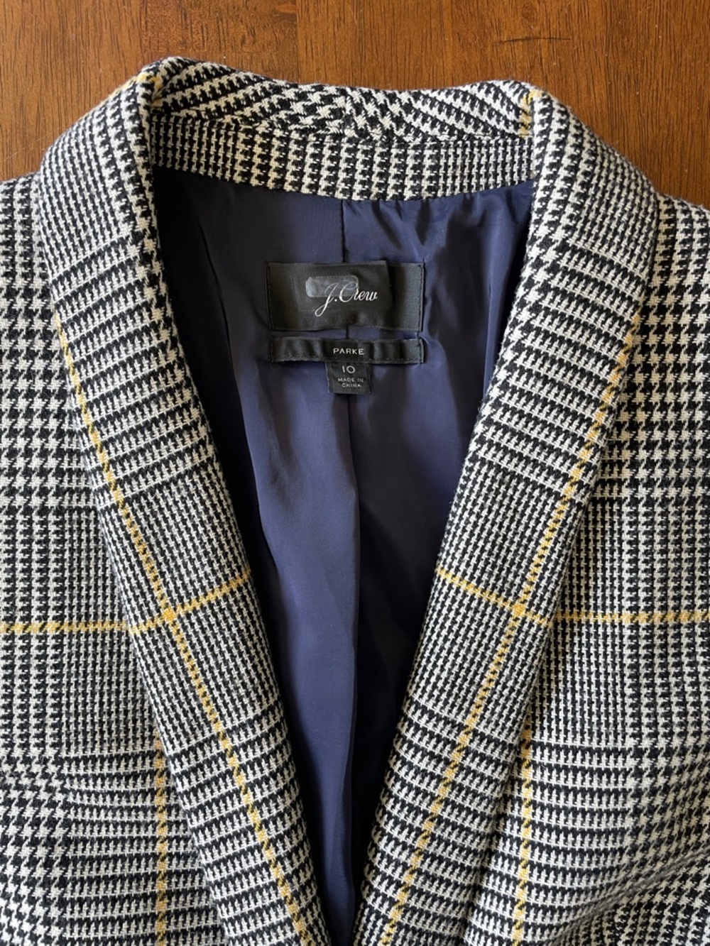 J. Crew Parke Blazer in Glen Plaid Wool Blend - Black, White, and Yellow - 10 - Picture 6 of 16